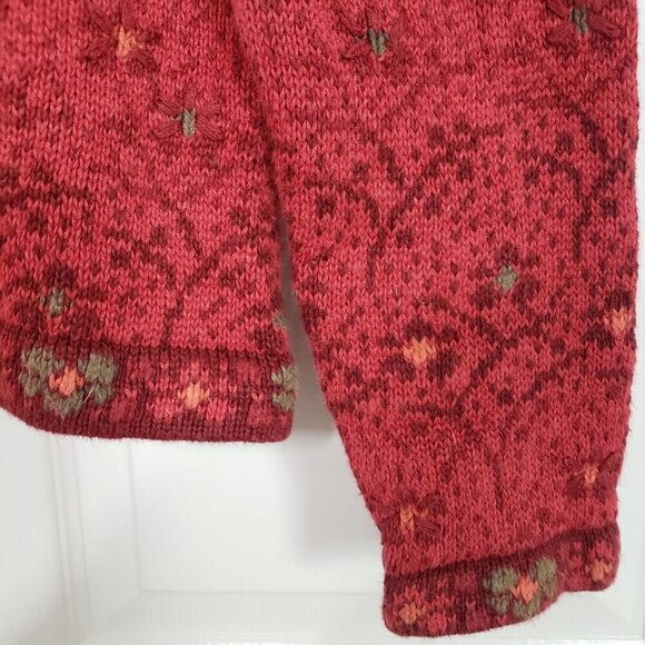 Nomadic Traders Floral Cardigan Vintage Knit Nordic Sweater Womens Size Small - Picture 3 of 11